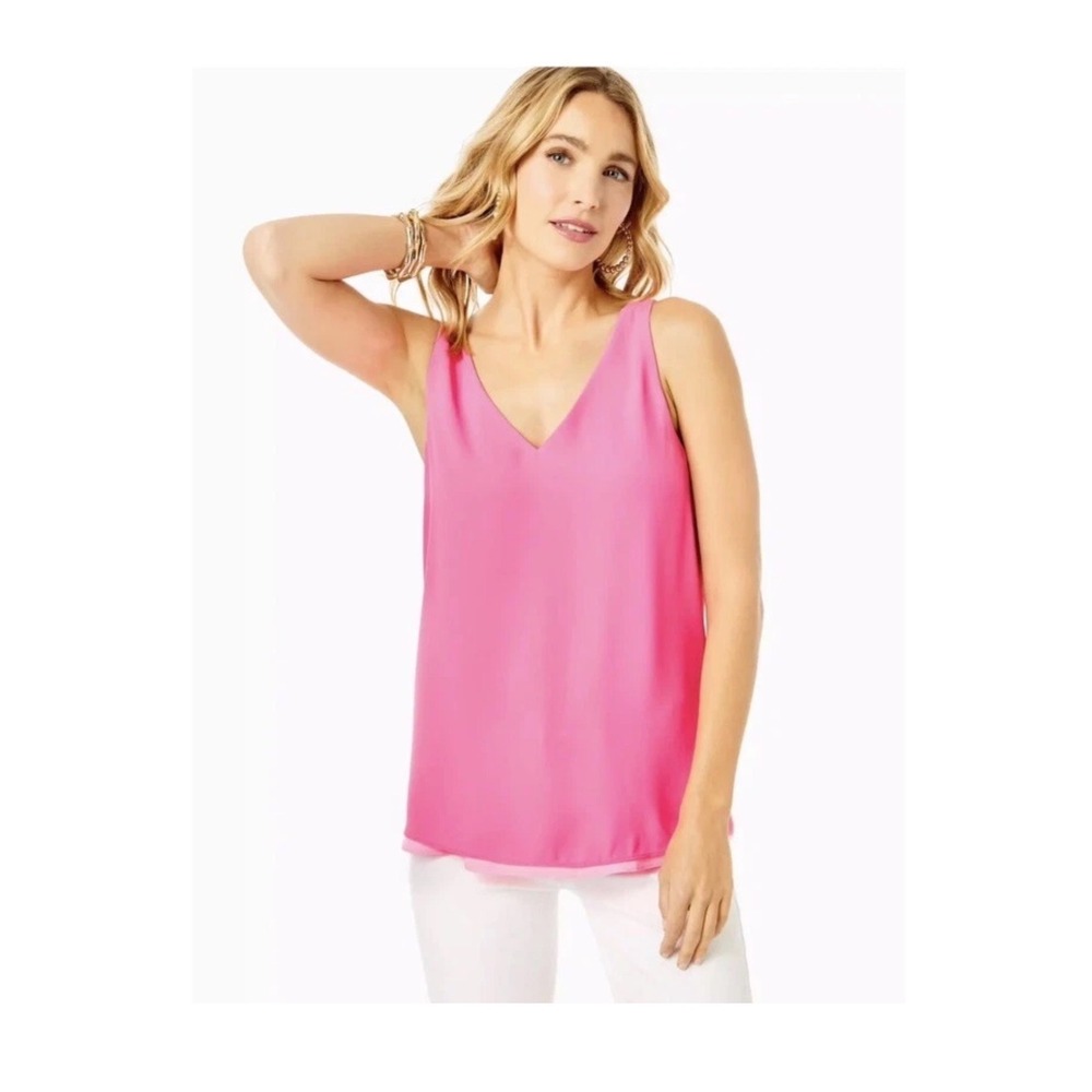 Lilly Pulitzer Florin Top Women XL Pink Reversible Sleeveless V-Neck Tank